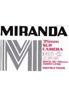 Miranda MS 2 Super manual. Camera Instructions.